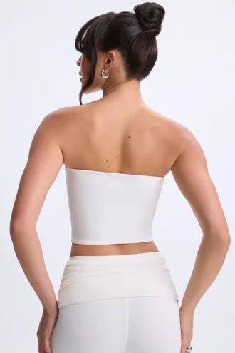 Edie Modal Twist-Front Bandeau Top i vitt