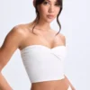 Edie Modal Twist-Front Bandeau Top i vitt