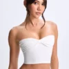 Edie Modal Twist-Front Bandeau Top i vitt