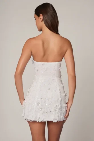 Edita Embellished Bandeau A-line Miniklänning i vitt