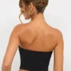 Eevi Jersey Strapless Plunge Neck Top i svart