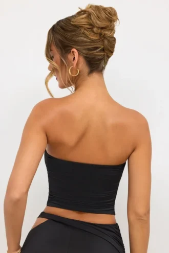 Eevi Jersey Strapless Plunge Neck Top i svart
