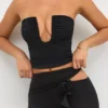 Eevi Jersey Strapless Plunge Neck Top i svart