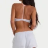 Elastiska minishorts i borstad jersey i dimgrått