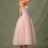 Elia Embellished Lace-Up Cupless Corset i Floral Pink