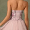 Elia Embellished Lace-Up Cupless Corset i Floral Pink