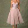 Elia Embellished Lace-Up Cupless Corset i Floral Pink