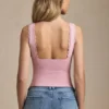 Elinda Modal Plunge-Neck Scallop-Trim Tank Top i Soft Pink