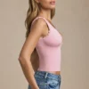 Elinda Modal Plunge-Neck Scallop-Trim Tank Top i Soft Pink