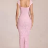 Elisa maxiklänning med hjärtformad halsringning i Blossom Pink