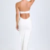 Elisana Modal Lace-Trim Halterneck Maxiklänning i vitt