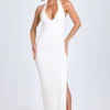 Elisana Modal Lace-Trim Halterneck Maxiklänning i vitt