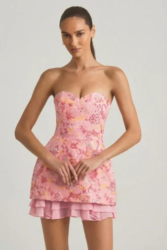 Eliselle Embellished Strapless Corset Miniklänning i rosa