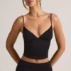 Elma Modal V-ringad rynkad camisole-toppar i svart