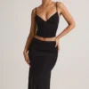 Elma Modal V-ringad rynkad camisole-toppar i svart