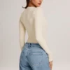 Elodie Modal Plunge långärmad bodys  i ivory