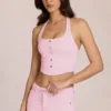 Elowis denimtop i halterneck-stil i Blossom Pink