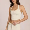 Elowis denimtop i korsettstil med halterneck i färgen Ivory