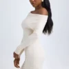 Elsa Modal Off-Shoulder Ruched Miniklänning i Ivory