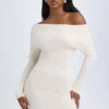 Elsa Modal Off-Shoulder Ruched Miniklänning i Ivory