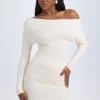 Elsa Modal Off-Shoulder Ruched Miniklänning i Ivory