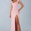 Elva Modal maxiklänning med hjärtformad halsringning och draperad midja i blushrosa