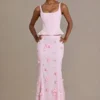 Elvira Premium Satin Lace-Up Corset Top i Baby Pink