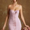 Emira snörningskorsett bandeau mikromini-klänning i mauve