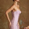 Emira snörningskorsett bandeau mikromini-klänning i mauve