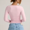 Emry Modal Ruched Long-Sleeve Top i Baby Pink