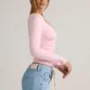 Emry Modal Ruched Long-Sleeve Top i Baby Pink