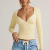 Emry Modal Ruched Long-Sleeve Top i Buttercream Yellow