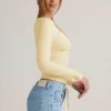 Emry Modal Ruched Long-Sleeve Top i Buttercream Yellow