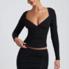 Emry Modal Ruched Long-Sleeve Top i svart