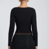 Emry Modal Ruched Long-Sleeve Top i svart
