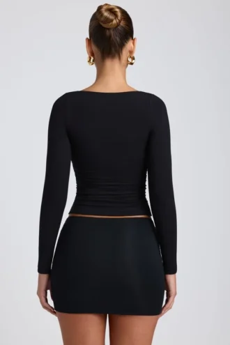 Emry Modal Ruched Long-Sleeve Top i svart