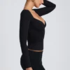 Emry Modal Ruched Long-Sleeve Top i svart