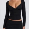 Emry Modal Ruched Long-Sleeve Top i svart