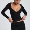 Emry Modal Ruched Long-Sleeve Top i svart
