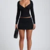 Emry Modal Ruched Long-Sleeve Top i svart