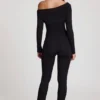 Erisen Modal Off-Shoulder Long-Sleeve Jumpsuit i svart