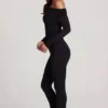 Erisen Modal Off-Shoulder Long-Sleeve Jumpsuit i svart
