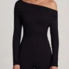 Erisen Modal Off-Shoulder Long-Sleeve Jumpsuit i svart