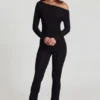 Erisen Modal Off-Shoulder Long-Sleeve Jumpsuit i svart