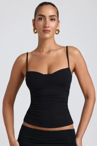 Esme Modal Ruched Layered Tank Top i svart