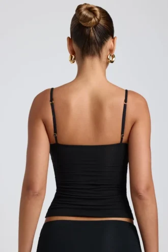 Esme Modal Ruched Layered Tank Top i svart