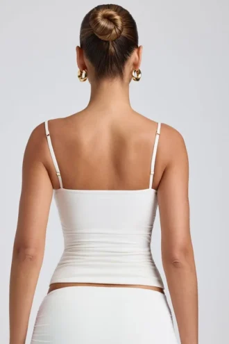 Esme Modal Ruched Layered Tank Top i vitt