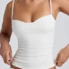Esme Modal Ruched Layered Tank Top i vitt