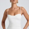 Esme Modal Ruched Layered Tank Top i vitt