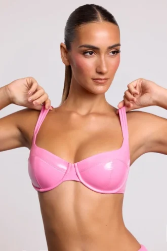 Estelle vinyl-bralette med bygel i rosa